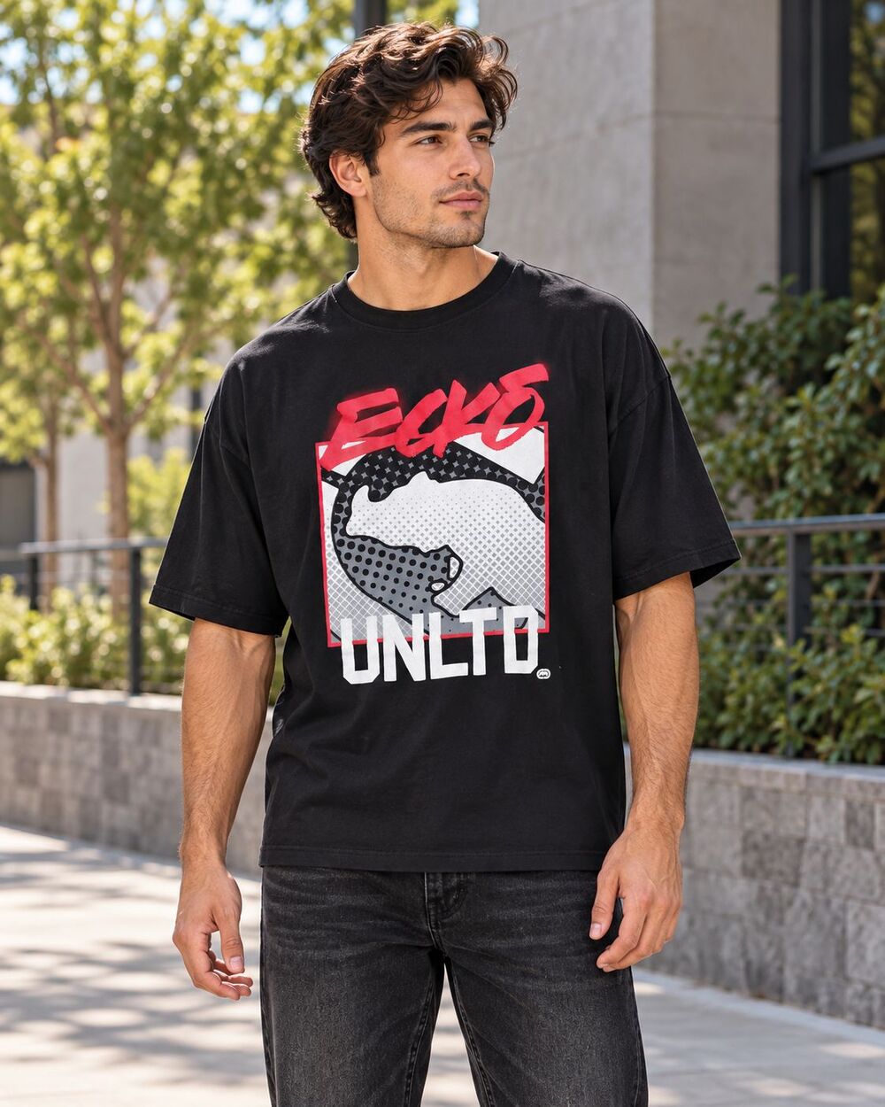 Ecko Unltd Men’s XL Black Graphic T-Shirt Rhino Logo Streetwear Hip Hop Tee